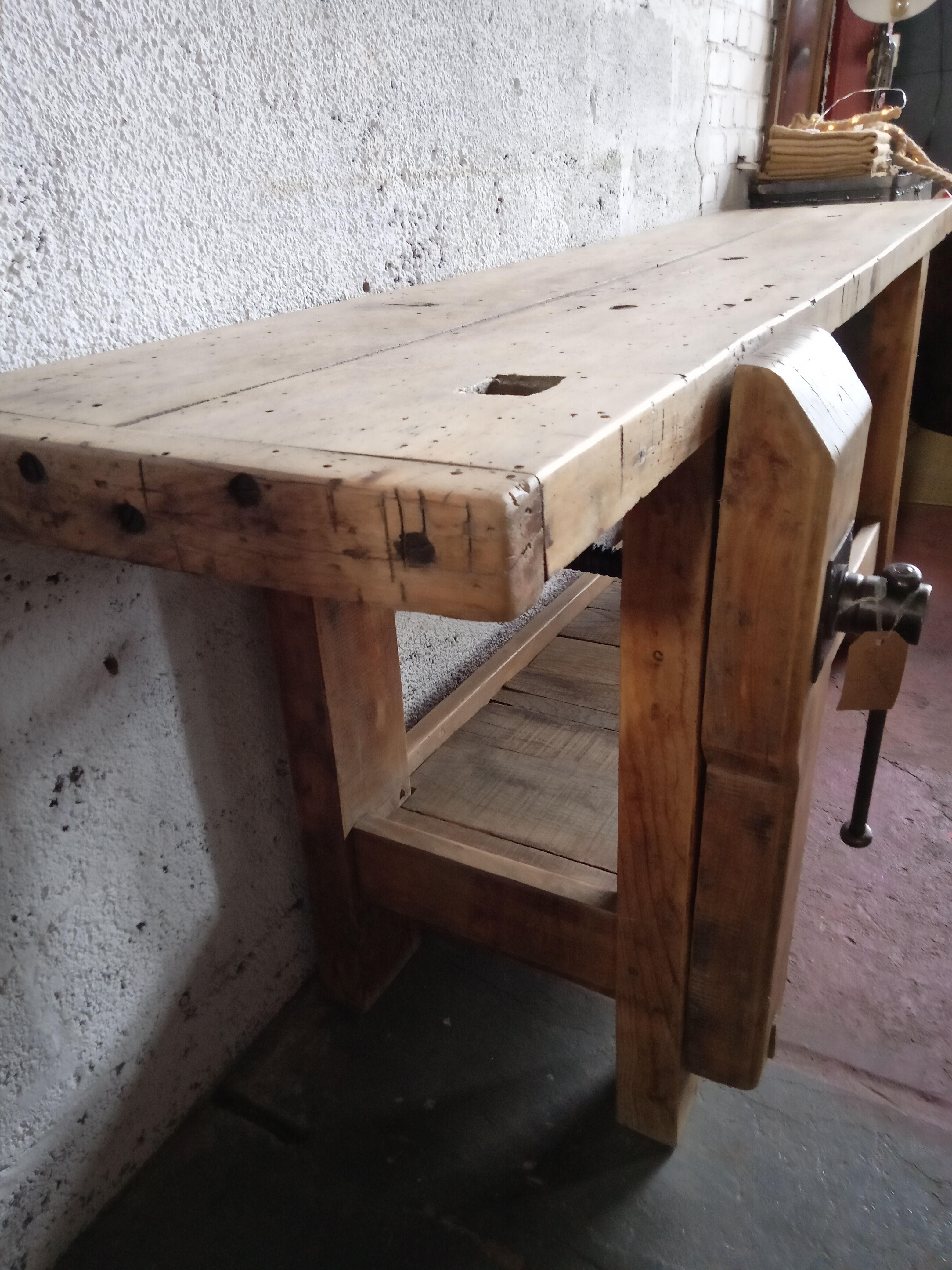 Waxed oak cabinetmaker's workbench