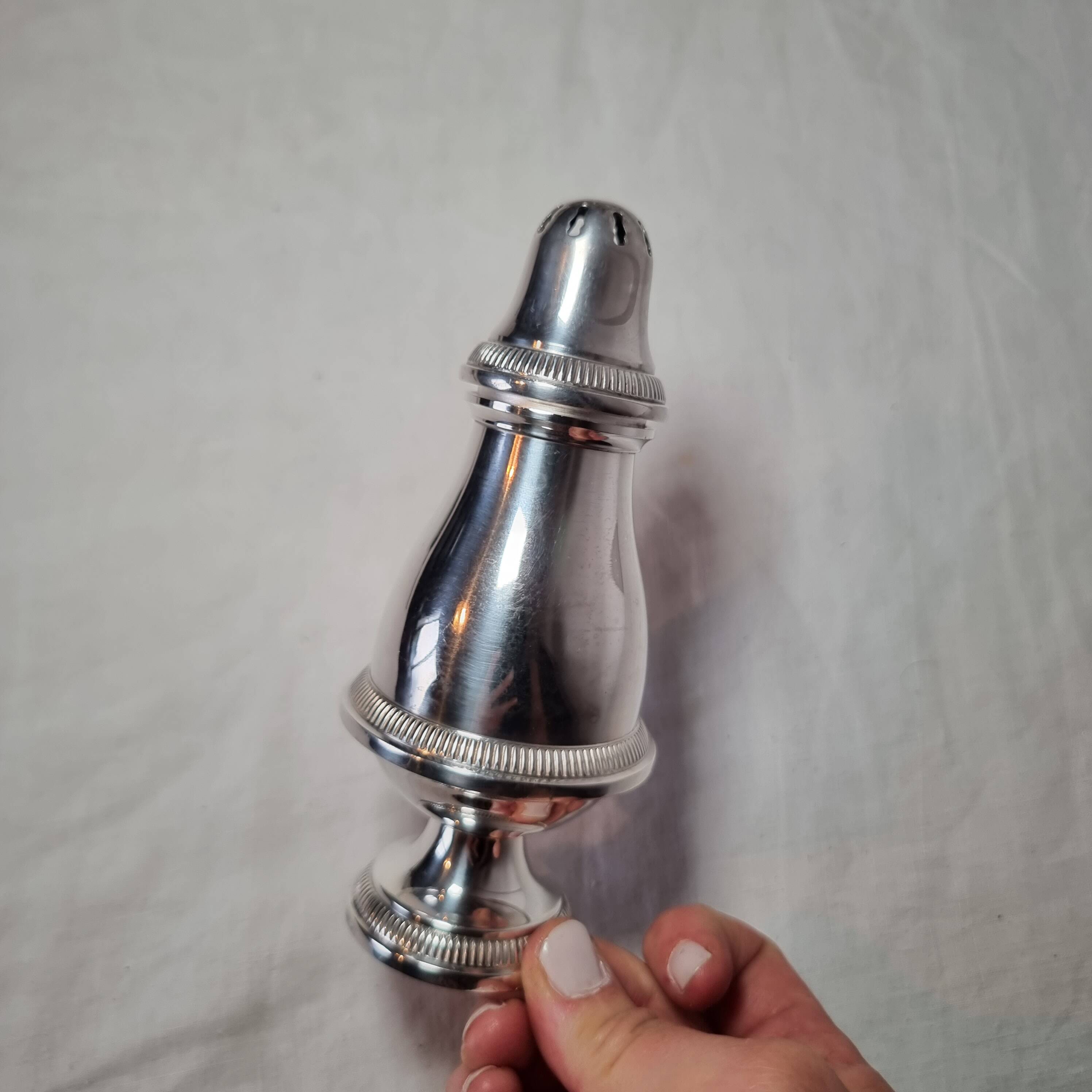 Antique 1960s English Style Silver Plated Metal Sugar Bowl