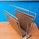 Magazine-holder chrome steel imitation leather stitched