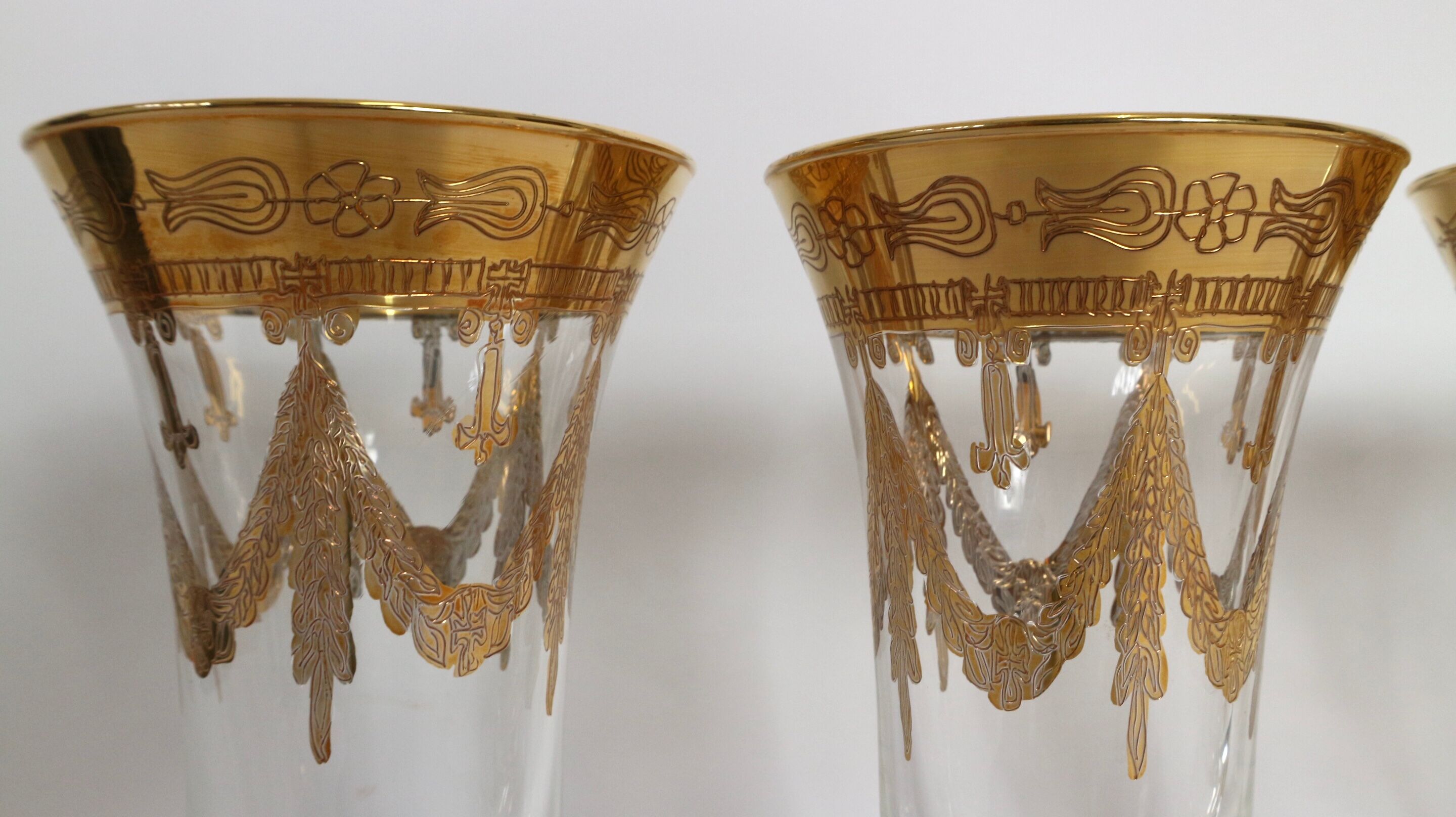 Service 12 glasses decoration engraved gold border