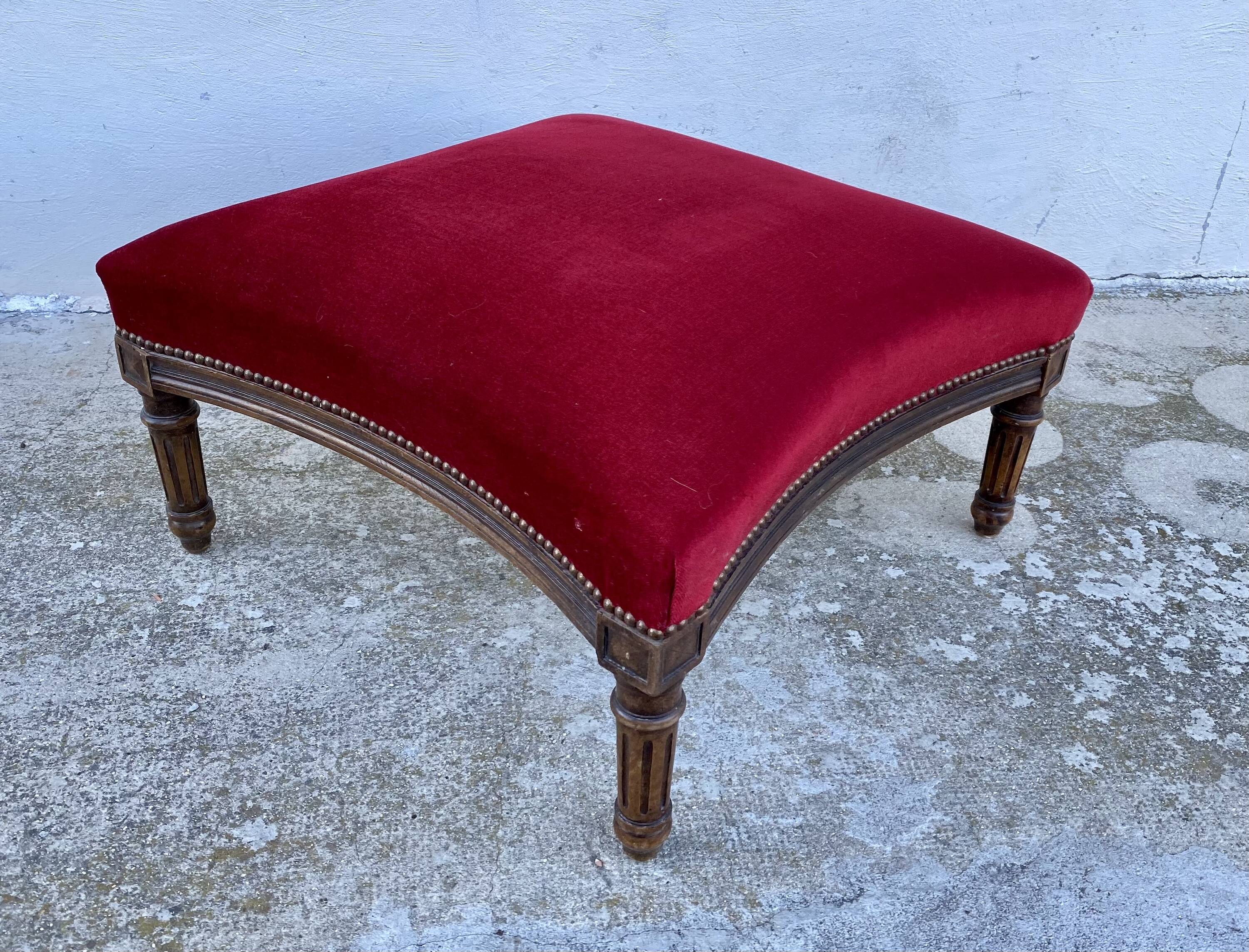 19th century two-seater pouf/footstool