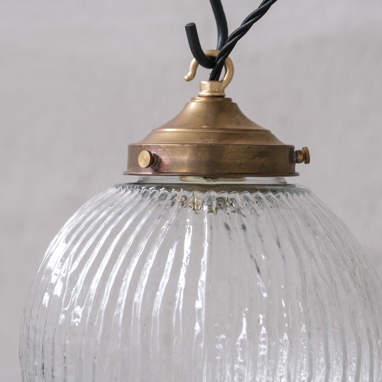 Italian Mid-Century Glass and Brass Pendant Light