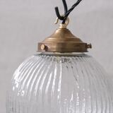 Italian Mid-Century Glass and Brass Pendant Light