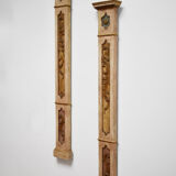 Pair of wooden painted columns, 19th