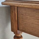 Desk, pine table, turned wooden legs, vintage, 70s