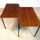 Minimalist walnut & steel stacking side tables, 1960s, Set of 2