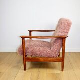 GFM-142 armchair designed by Edmund Homa from the 70s, pink long hair - 2 pieces available
