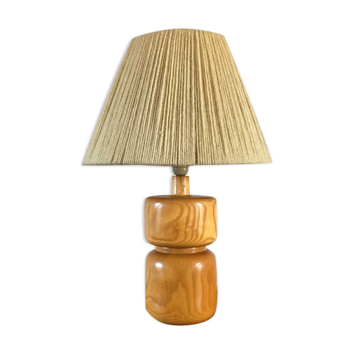 Vintage 1980s solid elm lamp