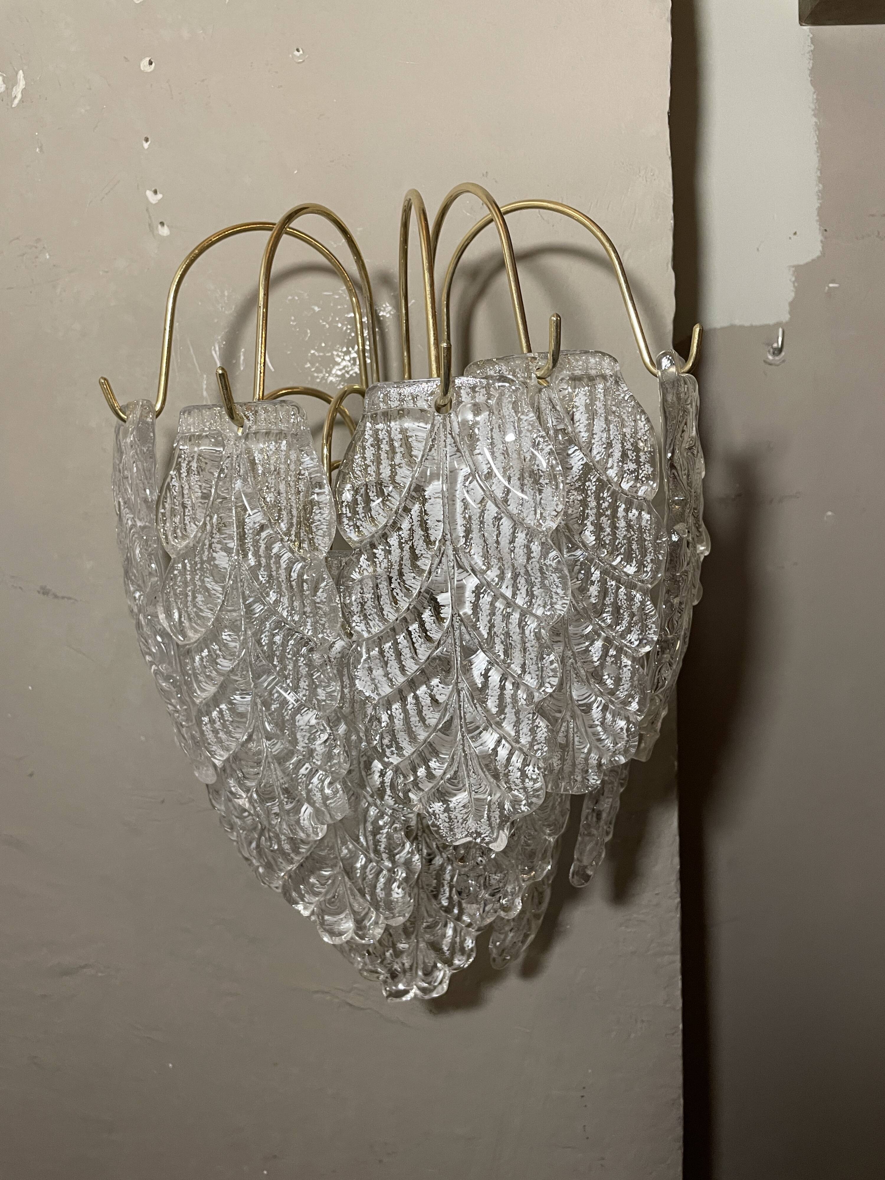 Paire d’appliques glace murano Mazzega vintage années 70