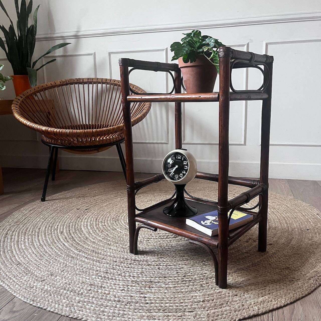 Vintage rattan bedside table