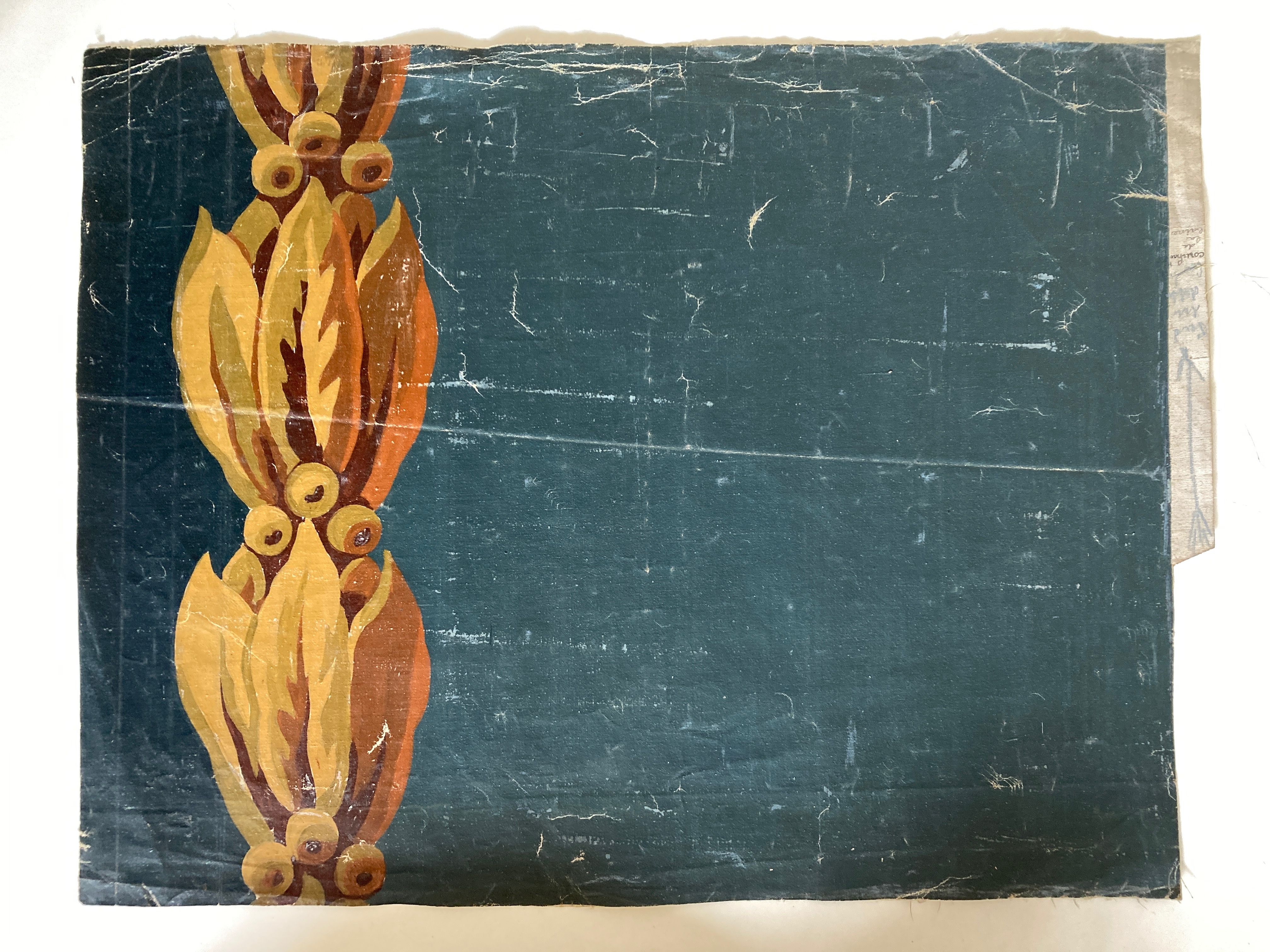 Oil on canvas neo classical fragment of decoration painted trompe l'oeil 19th
