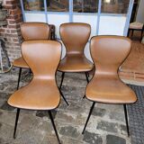 4 vintage chairs in skaï and metal base from the 60s