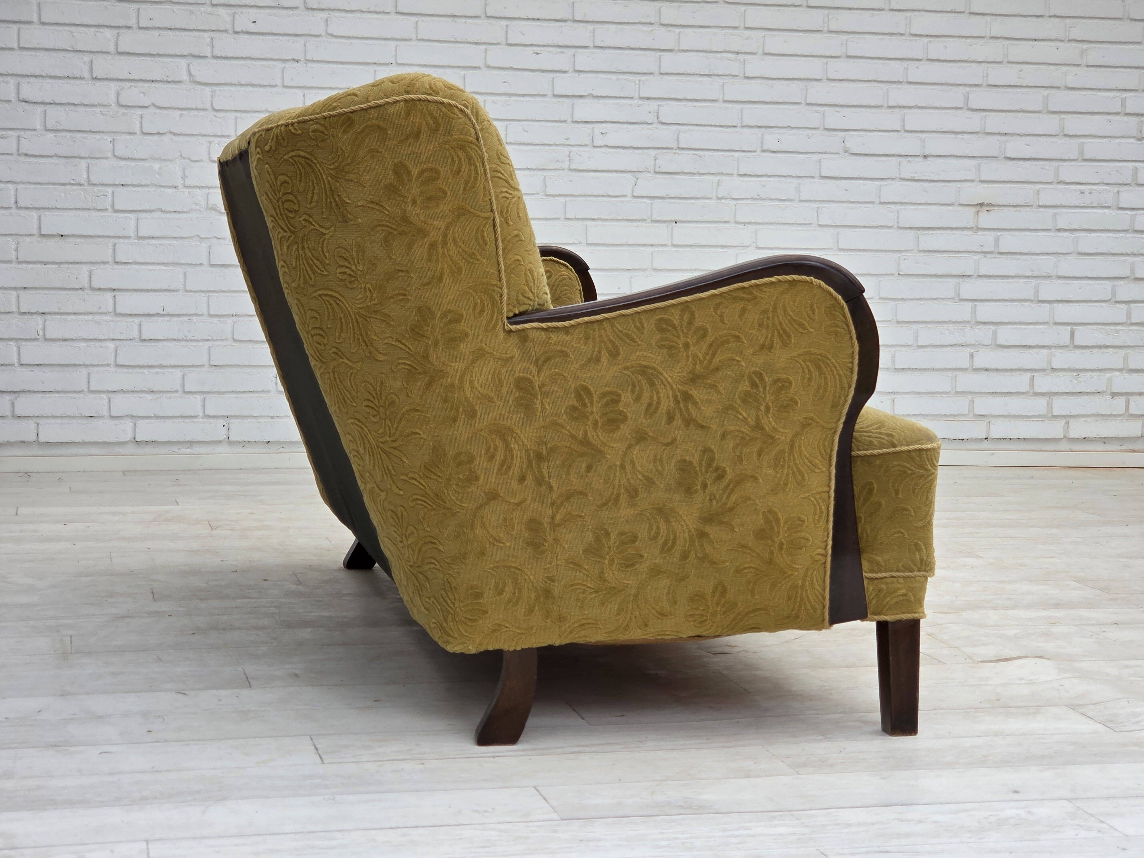 1960s, Danish 3-seater sofa, original condition, wool/cotton fabric.