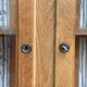 Solid raw oak school glass cabinet 1950