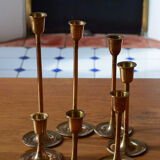 Ensemble de 7 bougeoirs en laiton 70´