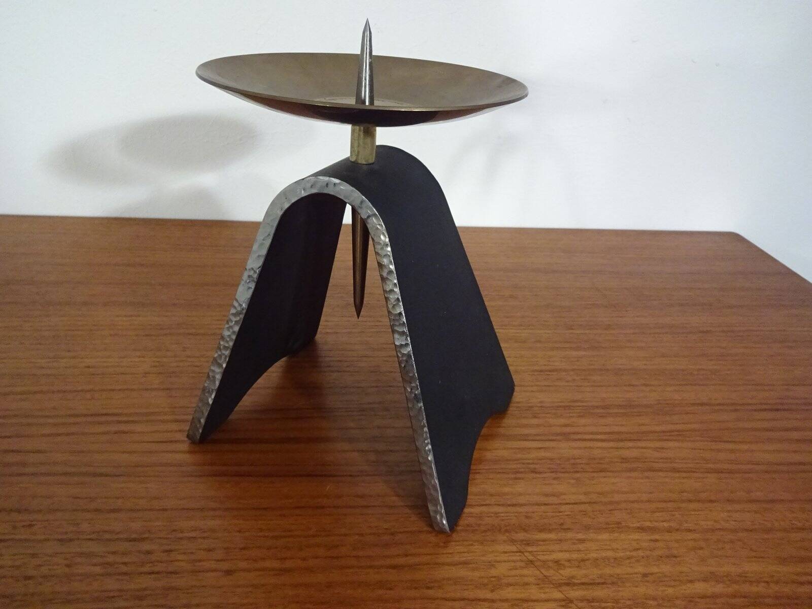 Brutalist Iron and Brass Candleholder, 1960s