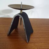 Brutalist Iron and Brass Candleholder, 1960s