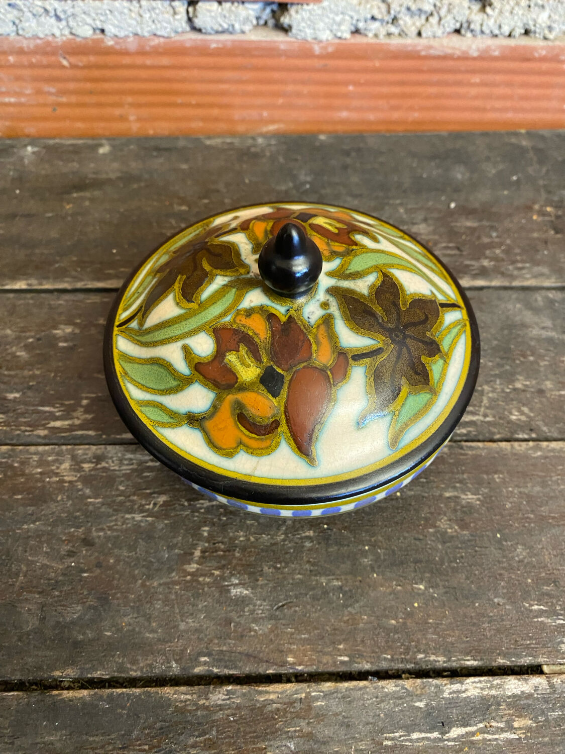 Antique Bonbonnière Box Gouda Plazuid ATRIUM Ceramic Holland Vintage