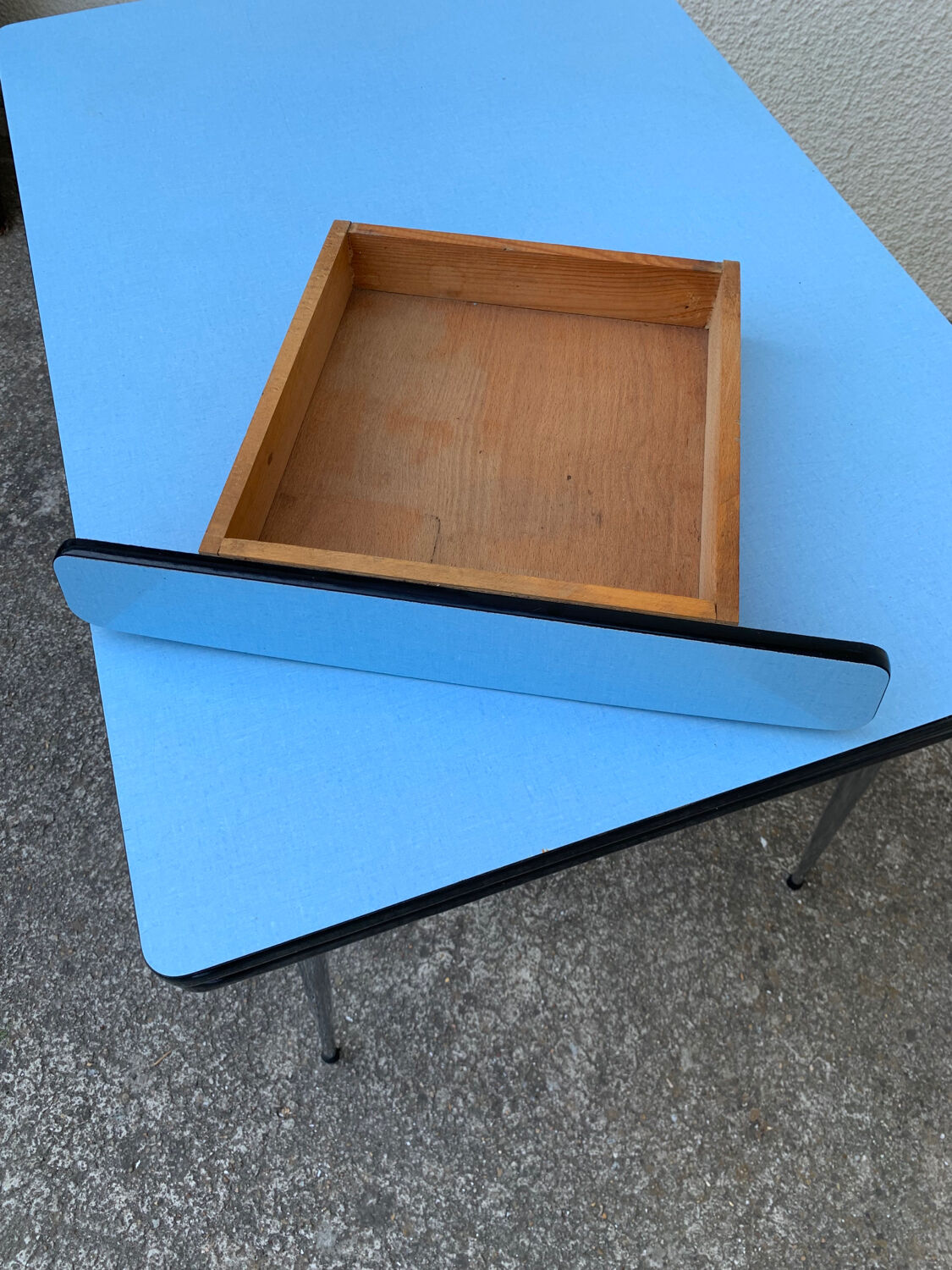 Blue formica table Sogemap 1960