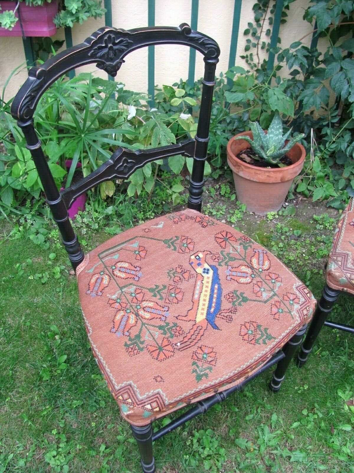 Pair of Napoleon III chairs - parrot decoration