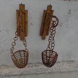 Pair of bamboo sconces for plants