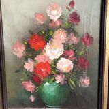 Oil on canvas still life bouquet of flowers
