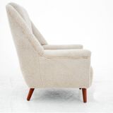 Beige bouclé armchair, danish design, 1960s