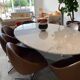 Set of 8 Italian design swivel chairs in cognac leather.