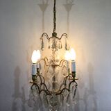 4 light bronze and crystal chandelier