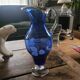 Hand-painted cobalt blue glass carafe – Bohemia – 1950s-1970s