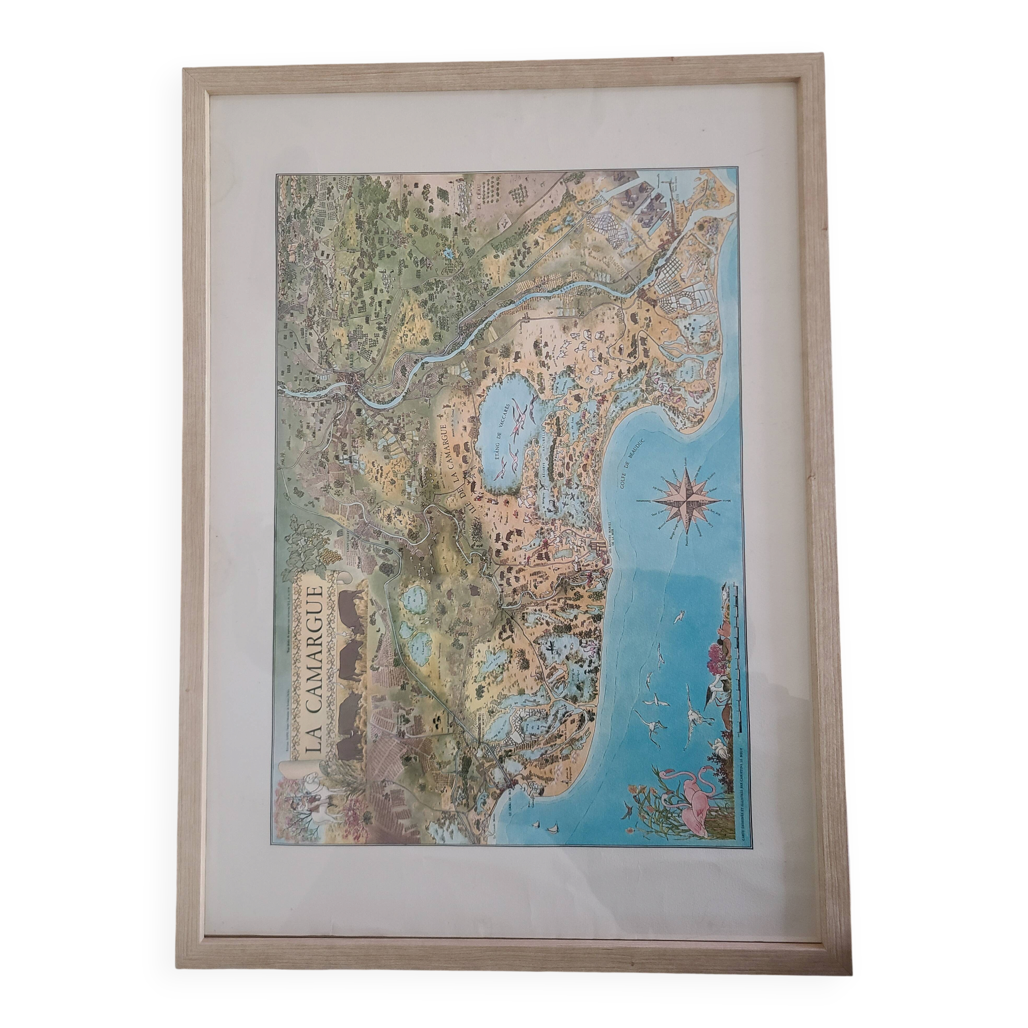 1978 Map of the Camargue by Christine Le Boeuf 72.5 × 52.5 cm