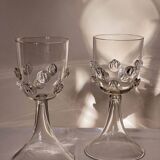 Pair of green wine goblets - dots
