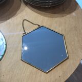 Brass hexagonal mirror 17x15cm