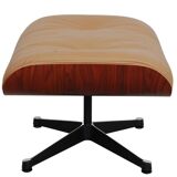 2-piece lounge chair with footstool, caramel, red leather, designed by Eames