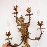 Large Italian gilded iron wall lamp 5 arms circa 1930