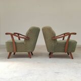 Pair of green Halabala armchairs by Druzba Bratislava B-609 year 59