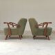Paire de fauteuils Halabala vert par Druzba Bratislava B-609 année 59