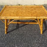 Table basse en rotin vintage an 60