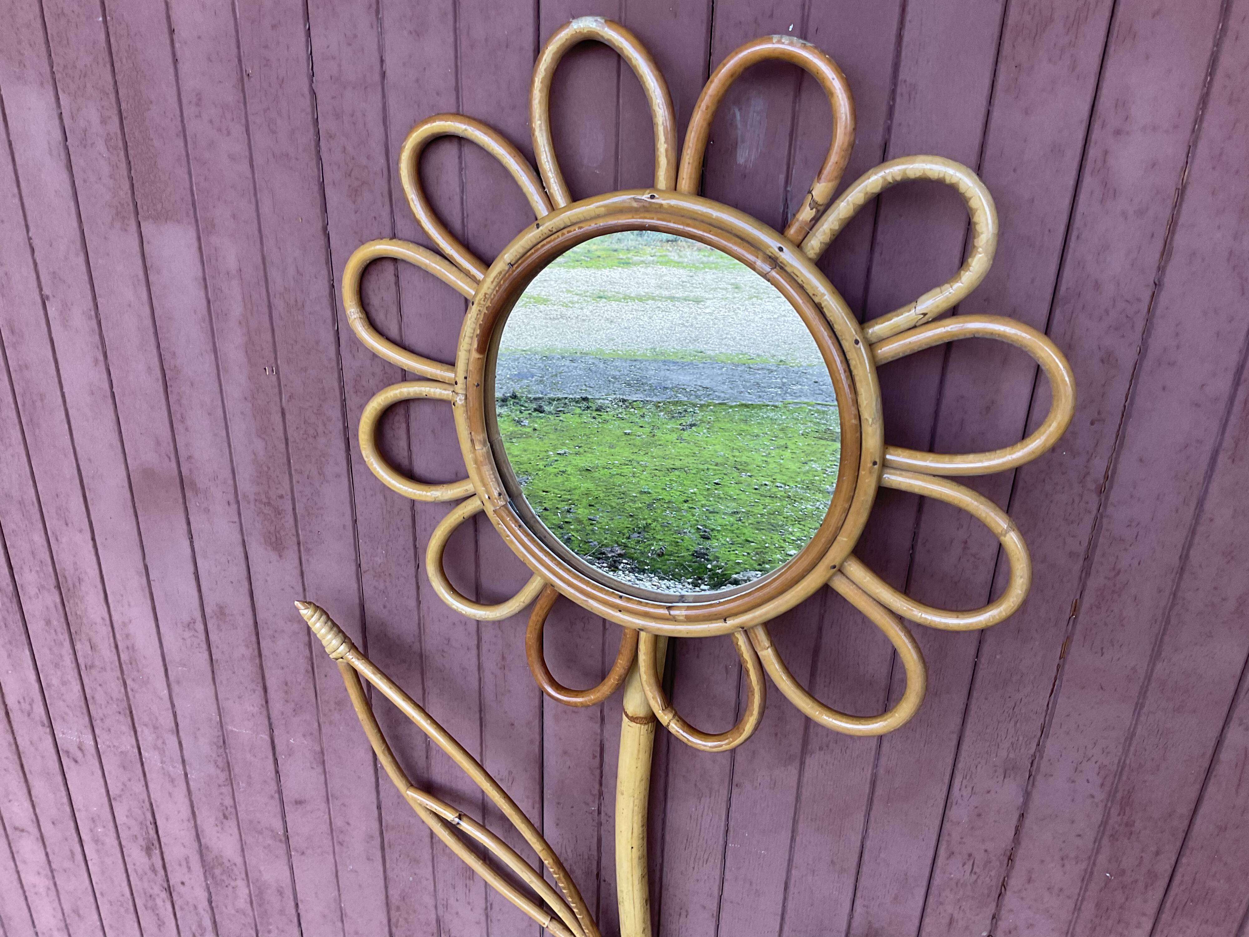 Vintage rattan mirror