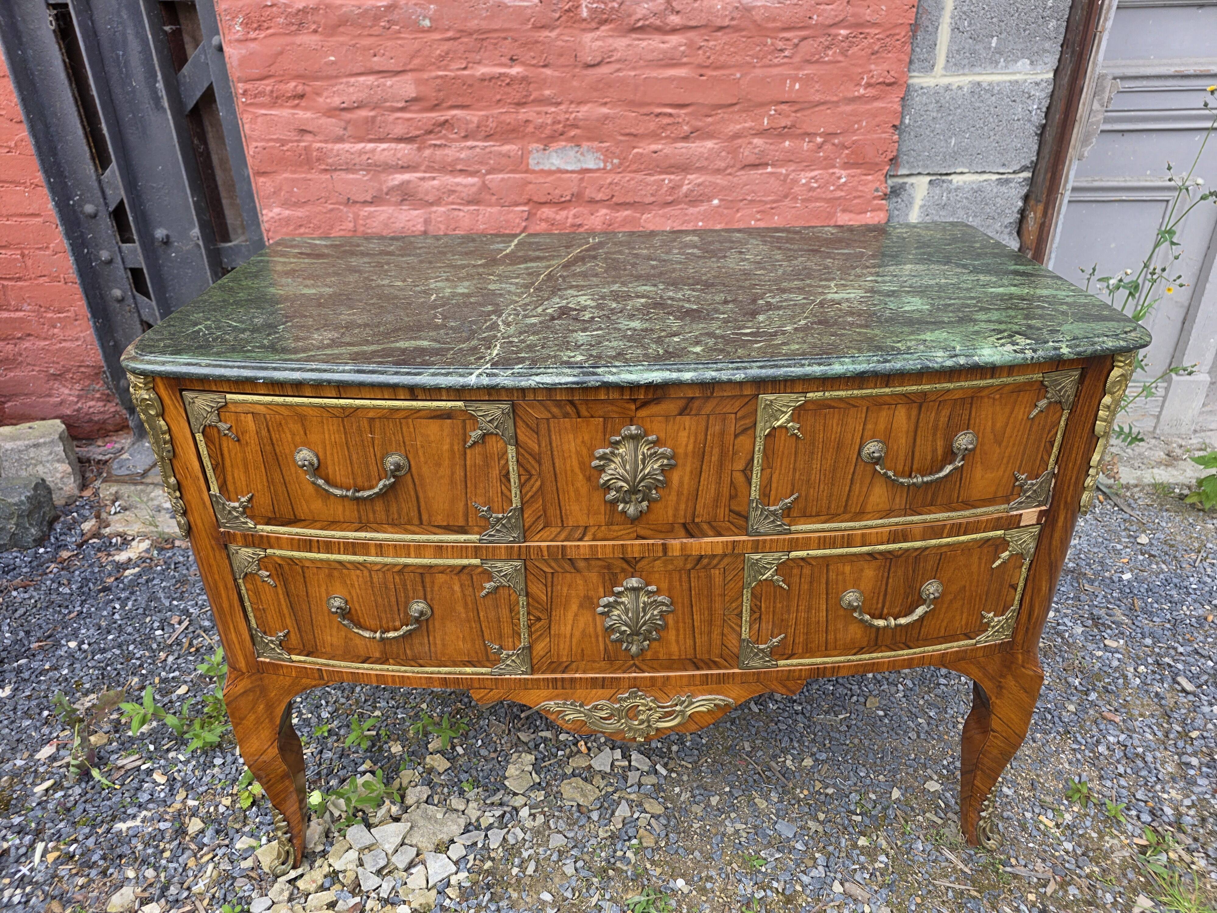Curved Louis XV style commode in mahogany, mid-20th century.