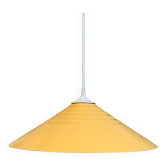 Vintage pendant light in yellow and white metal