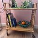Rolling side table, serving cart, vintage rattan and wicker 60.