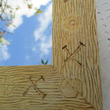 Square mirror frame carved natural wood