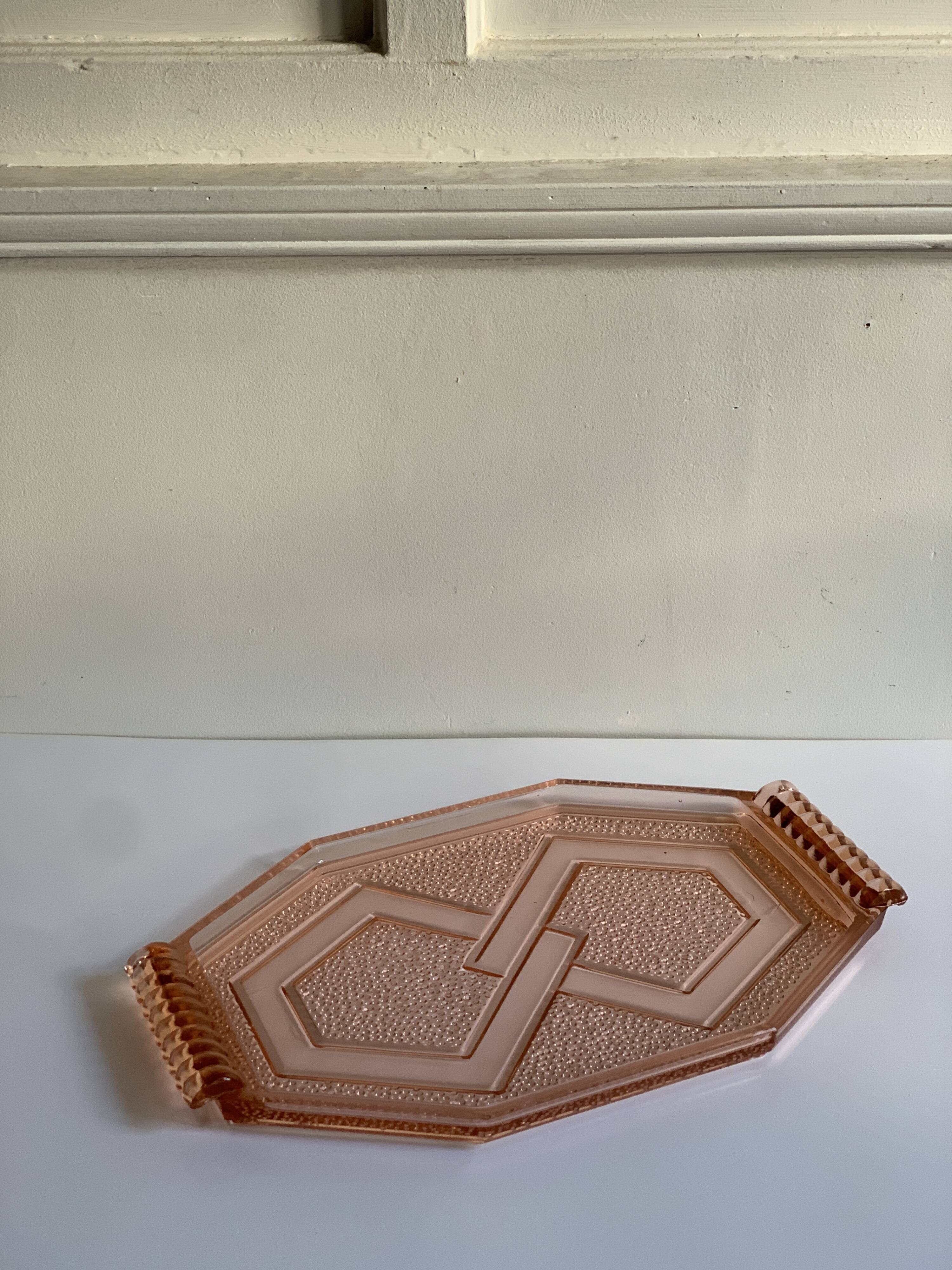 pink glass tray