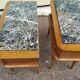 Set of 2 black white marble wood bedside tables with compass legs