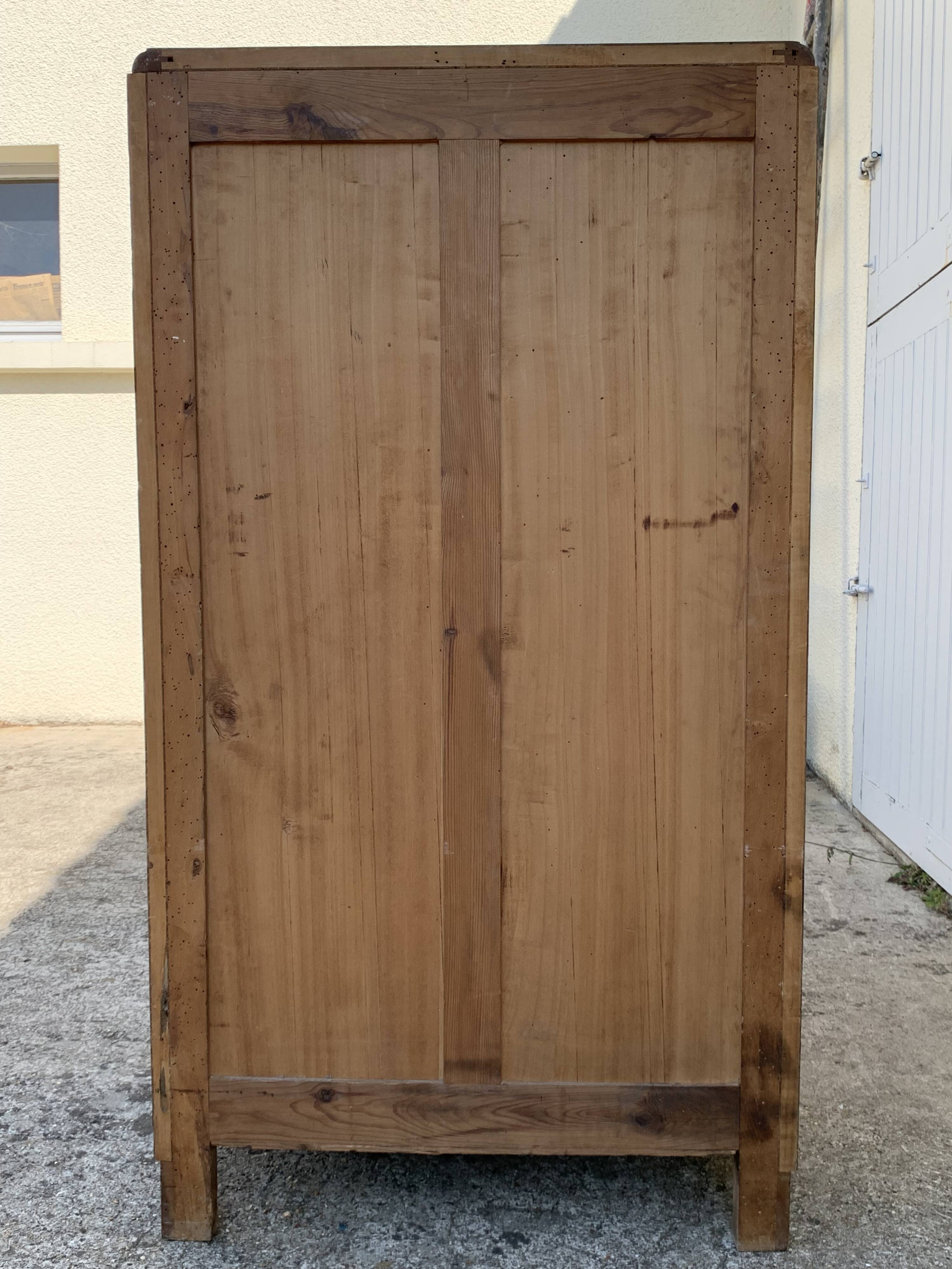 High art deco chest of drawers with mustache feet in raw walnut, 1930s