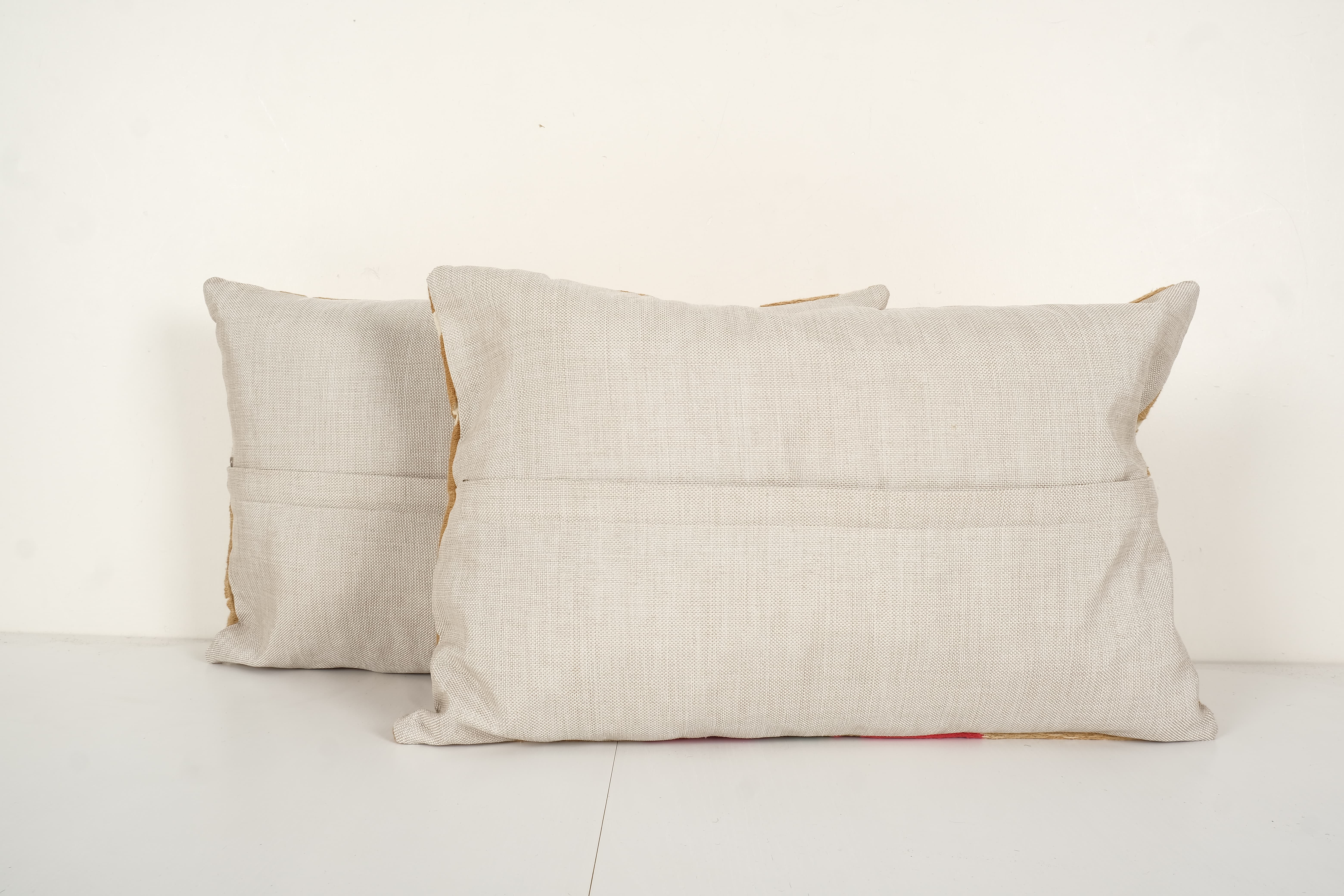 Set suzani body pillow made from a vintage uzbek suzani, tanethnic lumbar pillow cover, pair muted