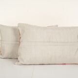 Set suzani body pillow made from a vintage uzbek suzani, tanethnic lumbar pillow cover, pair muted