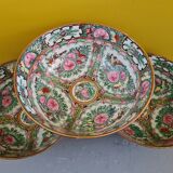 3 vintage chinese porcelain canton medallion bowls, 1960s.