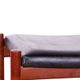 4 Tabourets Danois en teck et cuir noir modèle 40 par Hugo Farndsen 1960.